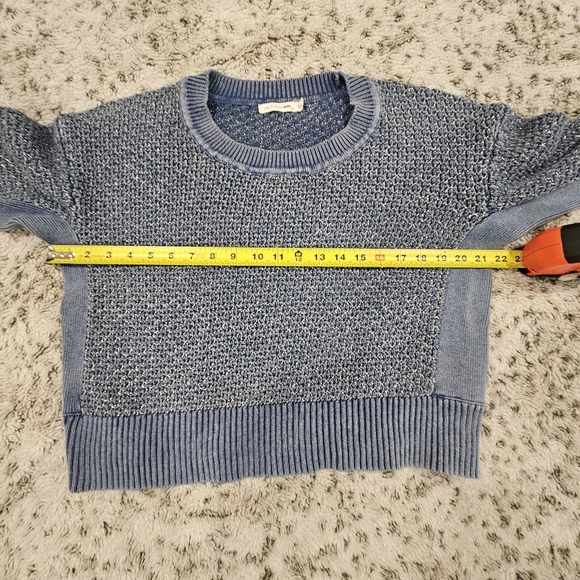 Rag & Bone Kyra Crew Metallic Pullover Sweater Blue SZ S Crop Chunky Loose Knit - Picture 6 of 10